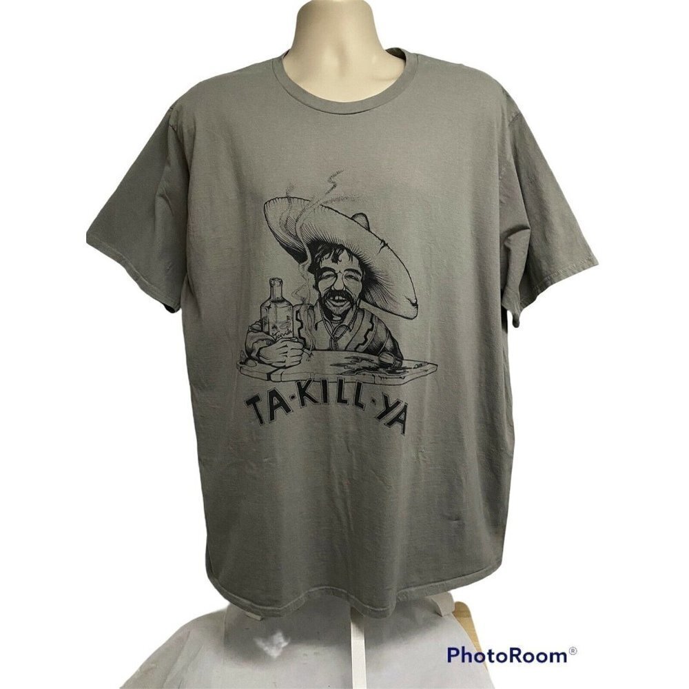 Vintage Port & Co Mens Gray Graphic T-Shirt 3XL XXXL Ring Spun Cotton Novelty